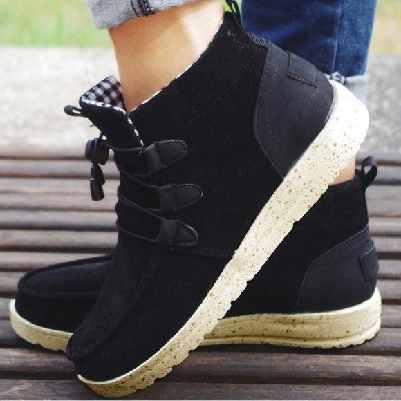 Black Laced Front Ankle Boots- Women’s - Picture 5 of 6